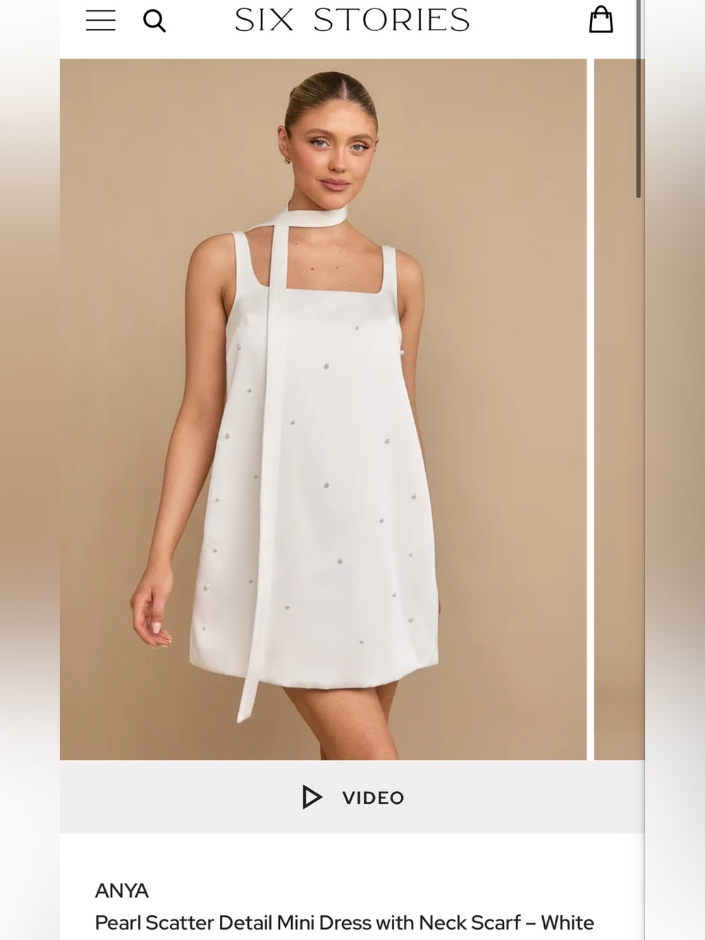 Six Stories Satin Pearl Dress with Scarf